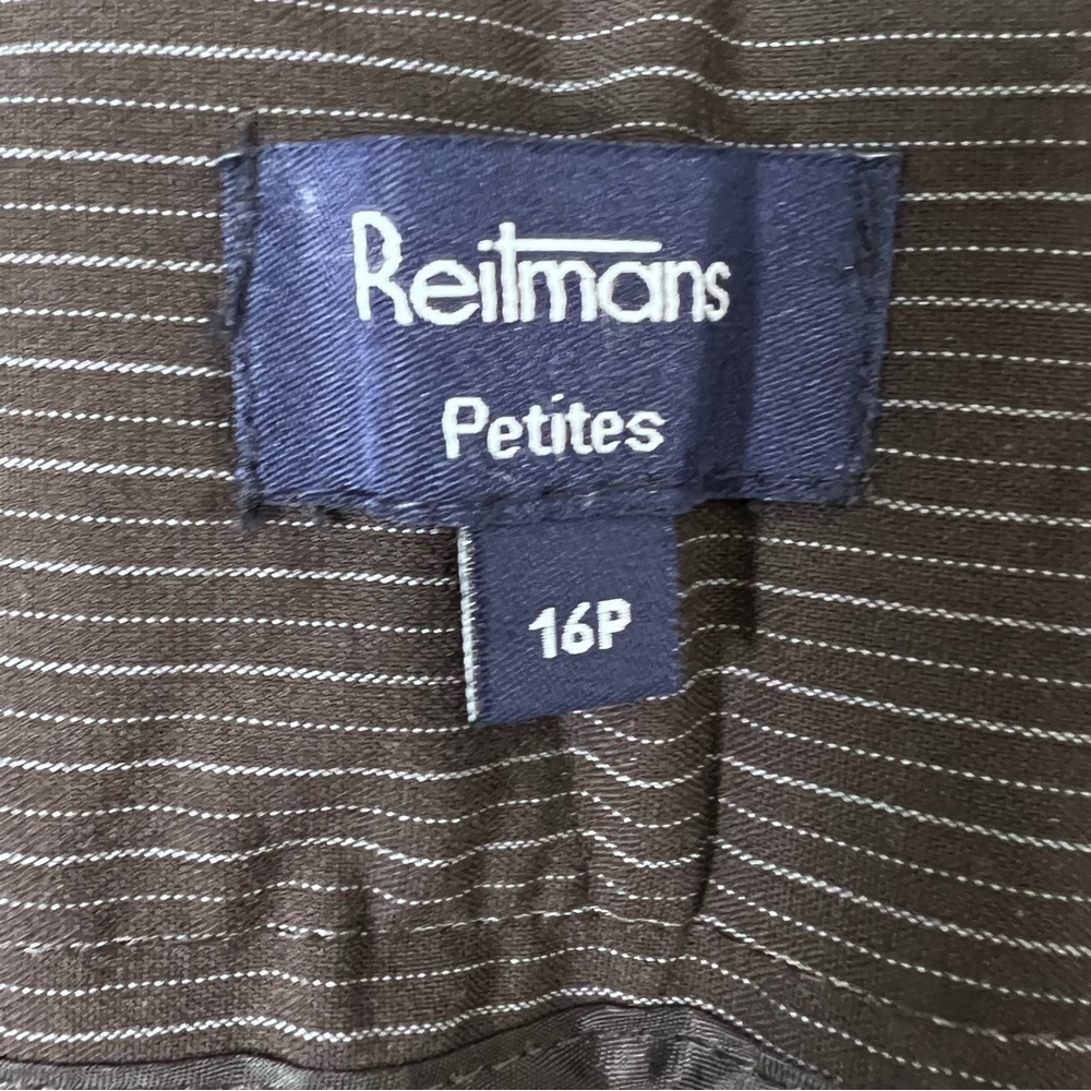 REITMAN’S Pinstriped Brown Wide Leg Trousers Size 16P - Picture 3 of 7